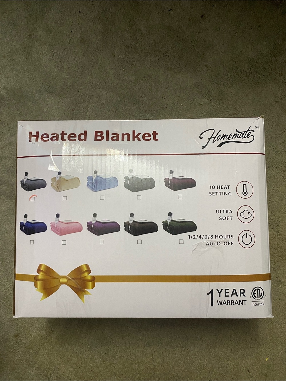 Electric Heated Blanket - Brown Plush Throw Twin